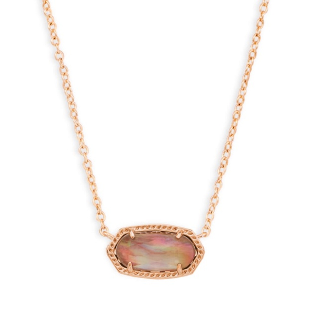 Elisa Rose Gold Necklace Brown Mother Of Pearl